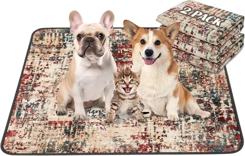 Miniatura 18 de Qeils Almohadillas Lavables para Orina para Perros, Paquete de 2 Almohadillas Reutilizables para Cachorros de 18"x24" Superabsorbentes a Prueba