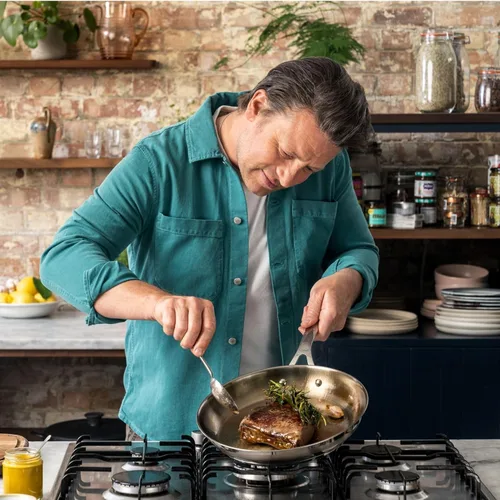 Miniatura 9 de Jamie Oliver by T-Fal Cook Smart - Juego de utensilios de cocina de 10 piezas, acero inoxidable sin revestimiento, robustos, calentamiento rápido