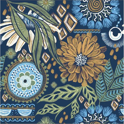 Miniatura 10 de HAOKHOME Papel tapiz para despegar y pegar, floral, bohemio, marrón, melocotón, verde, decoración de pared retro, mural extraíble de baño, 17.3