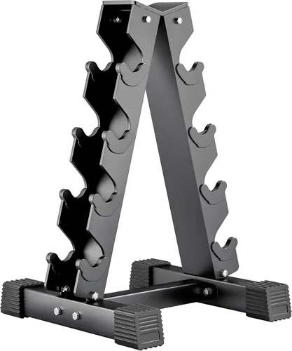 4-Tier Dumbbell Rack Stand, A-Frame Metal Weight Rack with Handle – Space-Saving Strength Training Dumbbell Storage for Home Gym Negro 4 niveles
