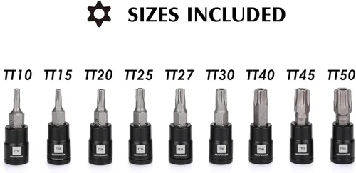 Miniatura 4 de MIXPOWER Juego de 9 piezas de dados Torx de 1/4 de pulgada, enchufes Torx a prueba de manipulaciones, enchufes CR-V y brocas de acero S2, TT10 - TT50