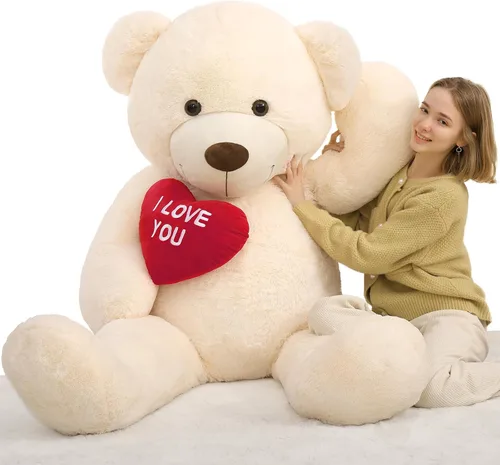 Miniatura 26 de BENINY Osos de peluche grandes en forma de corazón rojo, osos de peluche negros con bordado "Te quiero" para novia, osos de peluche grandes