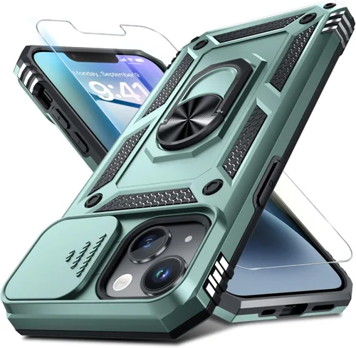 Miniatura 118 de Janmitta - Funda para iPhone 14 Pro con cubierta deslizante para lente de cámara incorporada + protector de pantalla, funda de cuerpo completo