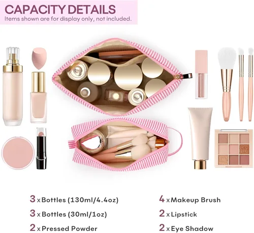 Miniatura 3 de 2 piezas de bolsas de maquillaje iniciales para mujeres: bolsa de cosméticos para viaje y artículos de tocador - Regalos de cumpleaños para niñas