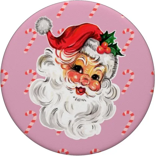 Miniatura 3 de PopSockets PopGrip estándar de bastón de caramelo de Navidad rosa de Papá Noel