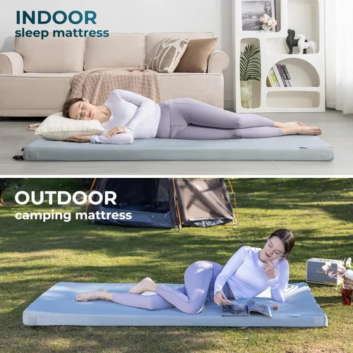 Miniatura 6 de Kingfun Colchón de espuma viscoelástica CertiPUR-US de 3 pulgadas, impermeable, enrollable, tapete grueso para dormir para tienda de campaña