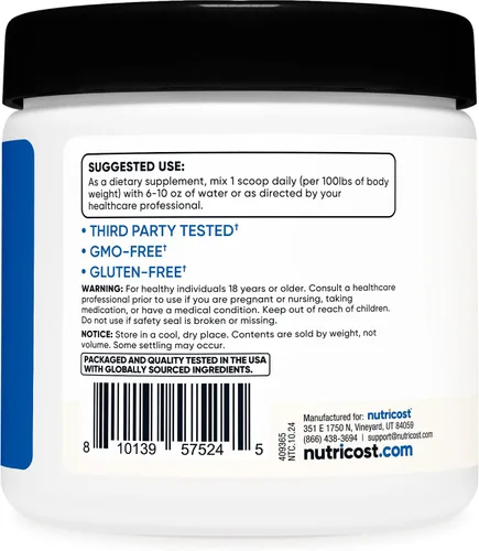 Miniatura 4 de Nutricost - Creatina HCl en polvo (8 OZ) - Hecha con creatina CON-CRET, 300 porciones