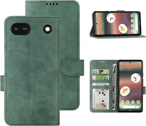 Miniatura 10 de Funda tipo cartera con tapa para Google Pixel 6a, [piel sintética + parachoques de TPU] [3 ranuras para tarjetas] [función de soporte]