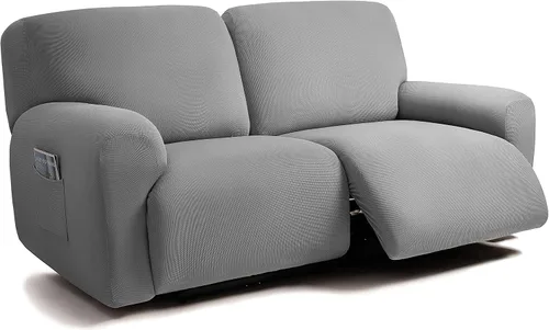 Miniatura 24 de ULTICOR - Juego de 8 fundas para sofá reclinable de jacquard, fundas elásticas para sofá reclinable para 3 cojines, fundas gruesas, suaves y Gris