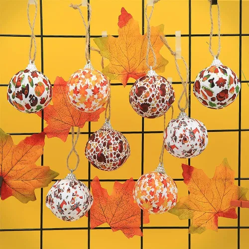 Miniatura 4 de 16 bolas colgantes de otoño para el día de Acción de Gracias, bola colgante envuelta en tela, pavo, calabaza, hoja de arce, adorno para otoño, día