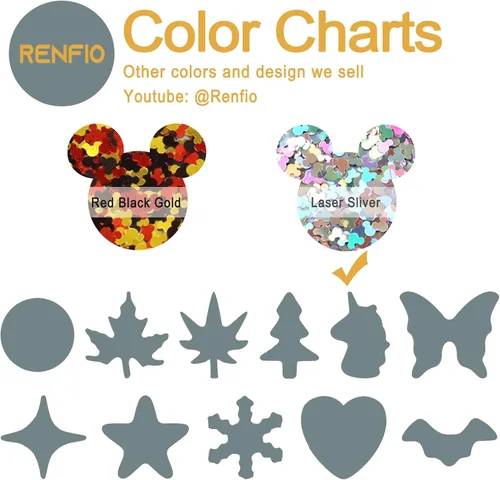 Miniatura 3 de Renfio 1.75 onzas, 1.76 oz, confeti holográfico de Mickey Mouse, con purpurina y forma de Mickey Mouses, lentejuelas brillantes y gruesas