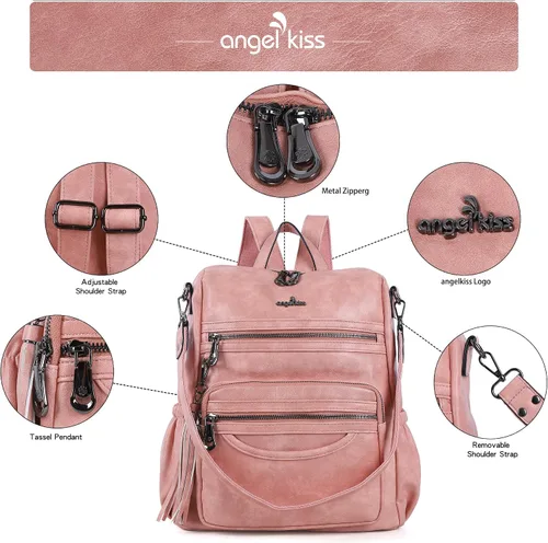 Miniatura 44 de Bolsos mochila monedero de piel sintética para mujer, bolsas con zíper, mochilas de hombro casuales