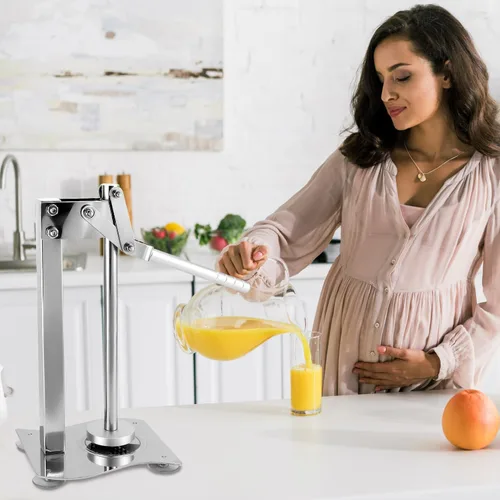 Miniatura 7 de QWORK Exprimidor de limón de escritorio manual resistente, 304 de acero inoxidable multifuncional naranja Juicer fruta y nueces trituradora