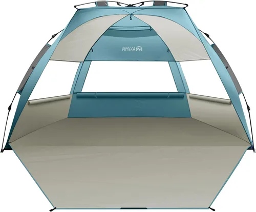 Miniatura 11 de OutdoorMaster Tienda de campaña de playa para 3-4 personas, fácil instalación y portátil, toldo de refugio solar con protección UV UPF 50+, tragaluz