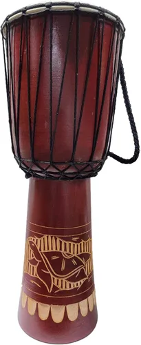 Miniatura 24 de Djembe Drum Carved Bongo música de inspiración africana también una idea única para regalar. Carver Abstract Elephant Giraffe Turtle.