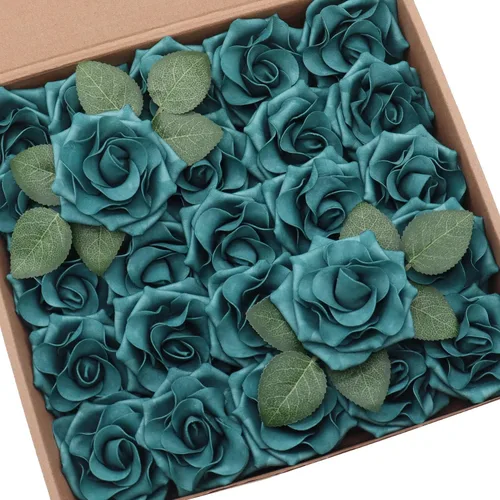 Miniatura 6 de D-Seven Flores artificiales de 2.5 pulgadas, color naranja quemado, 25 rosas falsas con tallo para ramos de boda, arreglos florales, despedidas