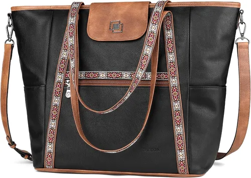 Miniatura 18 de FADEON Bolso Grande para Laptop de Cuero para Mujer, Bolso de Mano de Diseño, Mochila de Viaje a la Moda, Bolso de Hombro 1 estilo retro marrón