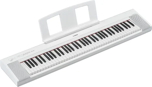 Yamaha Piaggero - Piano digital ultraportátil de 76 teclas, teclas sensibles al tacto, metrónomo, función de grabación, blanco NP35WH