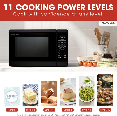Miniatura 3 de SHARP Horno microondas para encimera con plato giratorio extraíble de 12.4 pulgadas, 1100 vatios, 1.4 pies cúbicos, color negro