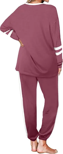 Miniatura 4 de Aloodor conjunto deportivo de 2piezas para mujer, con sudadera con cuello redondo, sin botones