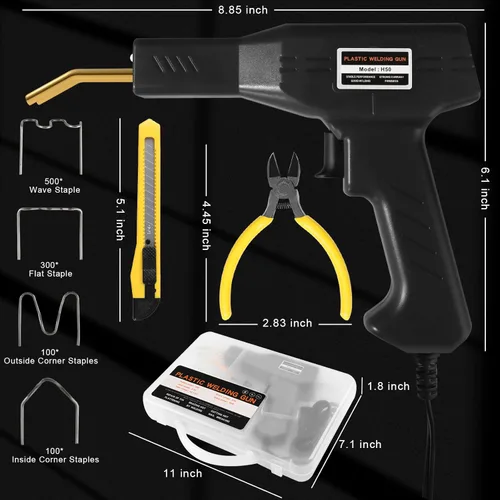 Miniatura 7 de ATOLS Soldador de plástico, 1000 grapas, Kit de soldadura de plástico, Kit de grapadora en caliente, Kit de pistola de soldadura de plástico, Kit