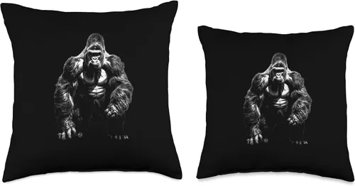 Miniatura 3 de Wild Vibes Face Angry Growling Scary Silverback Gorilla - Almohada (16 x 16 pulgadas), multicolor