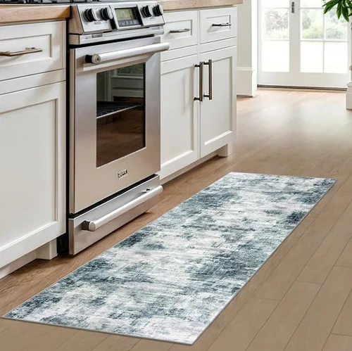 Miniatura 832 de IOHOUZE Alfombra abstracta lavable de 3 x 12 pies para pasillos, antideslizante para cocina, camino de entrada de lana sintética para interiores