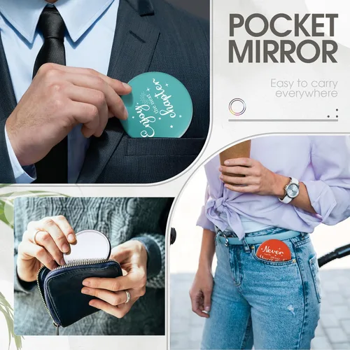 Miniatura 4 de Kigley 24 piezas de CNA Week Gifts - Espejo compacto inspirador para mujer, espejo de bolso de 2.8 pulgadas, regalo motivacional positivo de oficina