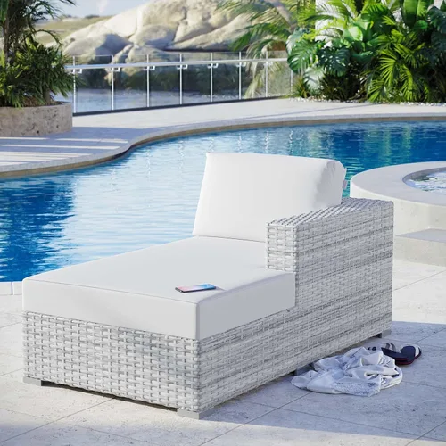 Miniatura 37 de Modway Convene - Otomana rectangular de mimbre para patio al aire libre, color gris claro