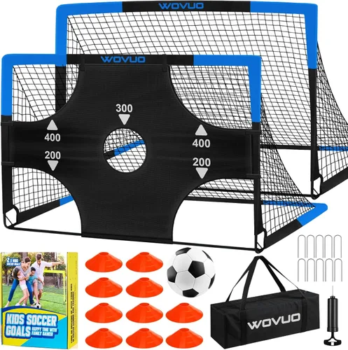 Miniatura 10 de Kids Soccer Goals for Backyard Set of 2, 6x4 ft Portable Toddler Soccer Goal Training Equipment with Soccer Target, Ball, Cones, Soccer Net for Kids