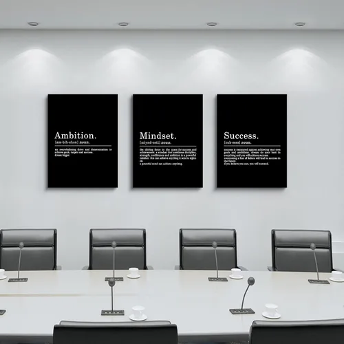 Miniatura 3 de Pintura en Lienzo Inspiracional Arte de Pared - EPHANY ART, Impresiones de Citas de Mentalidad, Póster Enmarcado de Emprendedor Exitoso Citas M-3pcs