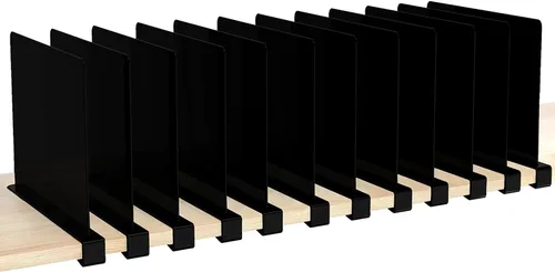 Miniatura 9 de HBlife 12 piezas de divisores de estante de acrílico transparente, organizador vertical de bolsos para armario, perfecto para suéteres, camisas