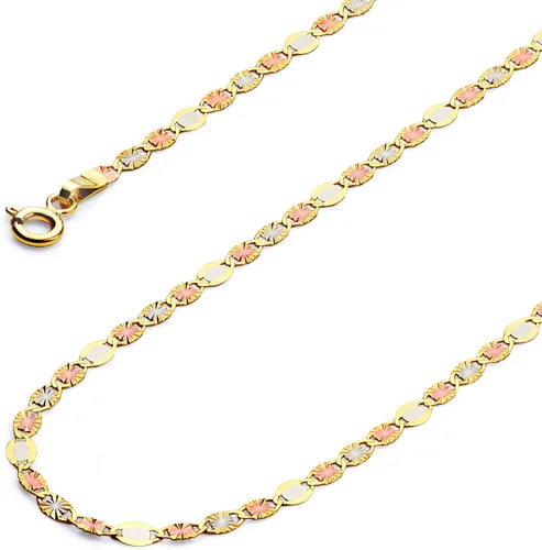 Miniatura 2 de Collar de cadena de corte de diamante de estrella plana de 14 quilates con cierre de anillo de resorte de oro de 0.118in, Oro
