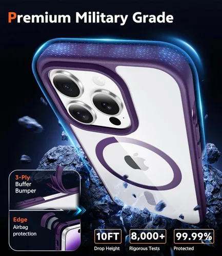 Miniatura 1263 de FNTCASE Funda para iPhone 13 Pro-Max: Fundas magnéticas transparentes compatibles con Magsafe Slim anti amarillamiento protección contra caídas