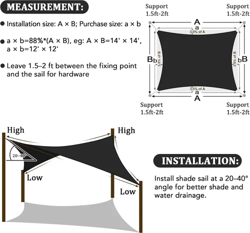 Miniatura 5 de Shade&Beyond Toldo parasol personalizado de 06 x 10 pies, rectangular, con bloqueo UV, transpirable, curvo, para patio trasero, terraza, Negro
