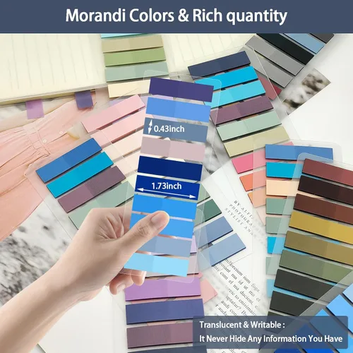 Miniatura 6 de Pestañas adhesivas 2400 pestañas para marcadores de página, pestañas adhesivas Morandi, marcadores de página para cuadernos, marcadores de libros