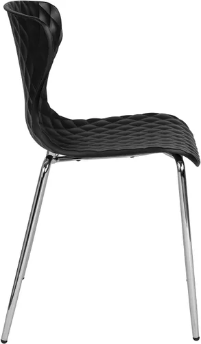 Miniatura 8 de Flash Furniture Lowell Silla apilable de plástico negro con asiento en cascada