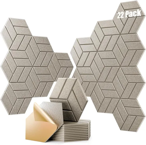Miniatura 28 de 12 paneles acústicos autoadhesivos, paneles de espuma a prueba de sonido de 12 x 10 x 0.4 pulgadas para paredes, paneles de pared hexagonales Negro