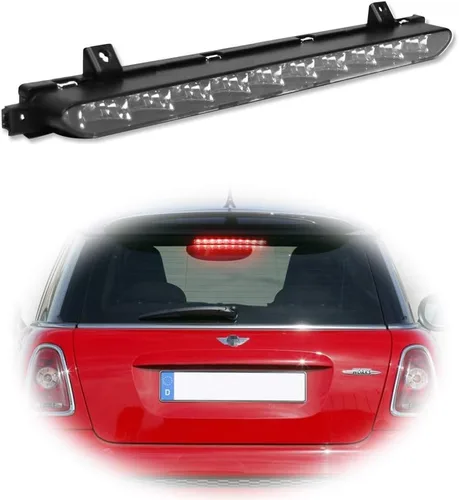 Para 2007 2008 2009 2010 2011 2012 2013 2014 Mini Cooper R56 R57 R58 R60 montaje alto 3ª luz de freno negro cromo lente rojo LED