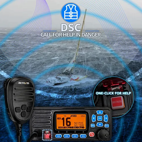 Miniatura 3 de Retevis RA27 Radio marina de montaje fijo con GPS y DSC, IP67 impermeable, largo alcance, clima NOAA de emergencia, todos los canales marinos
