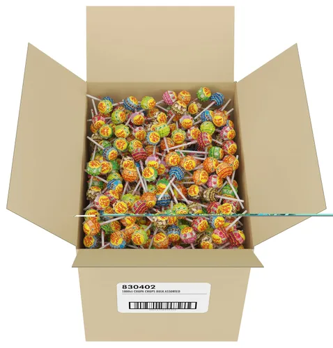 Chupa Chups Surtido clásico de paletas a granel, 7 sabores, dulces envueltos individualmente para niños (1000 ventosas)