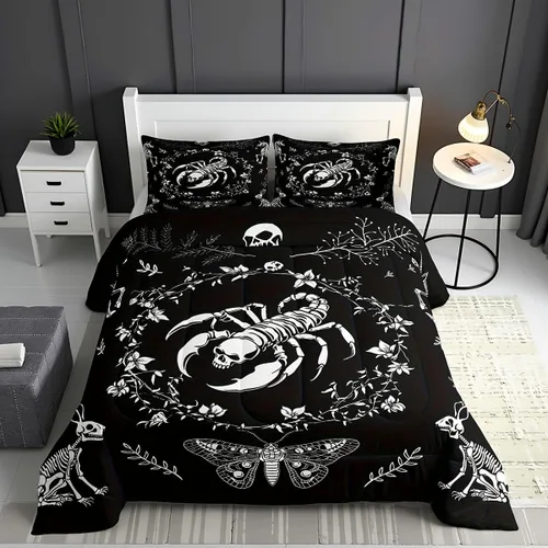 Miniatura 11 de Castle Fairy Juego de edredón tamaño twin con lobo, animales salvajes y plantas, exótico, bohemio, loto misterioso, colección de cama suave