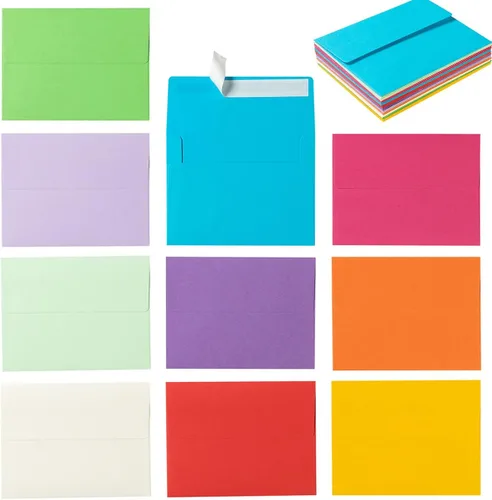 Paquete de 100 sobres de invitación coloridos A2 autoadhesivos para bodas, invitaciones de fiesta, tarjetas de felicitación, anuncios, fotos (4.37 x