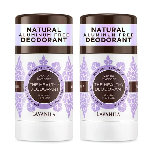 Lavanila Desodorante de vainilla y lavanda para mujer, paquete de 2 (2 onzas cada uno), desodorante sólido sin aluminio natural, fabricado en