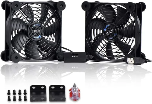 SCCCF Ventilador de refrigeración USB silencioso dual de 4.724 in con control de velocidad, ventilador portátil de 5 V para TV, refrigeración de