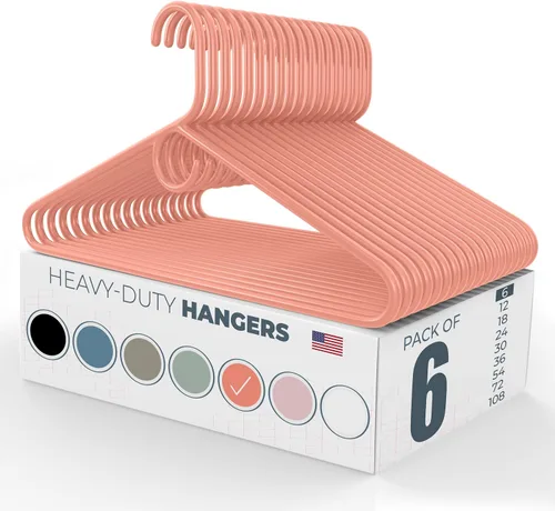 Miniatura 96 de Paquete de 6 perchas de ropa resistentes, fabricadas en los Estados Unidos, perchas de plástico de capacidad de 8 libras para ropa de adultos