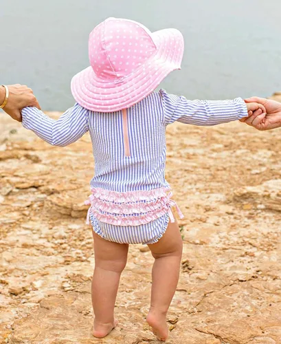 Miniatura 2 de RuffleButts - Traje de baño de manga larga, de una pieza, para bebéniñas, con protección solar UPF 50+