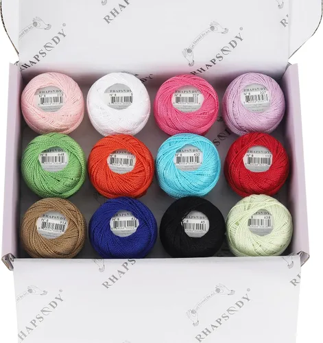 Miniatura 19 de Rhapsody Hilo de algodón perla tamaño 8 hilo de ganchillo Perle 12 bolas Set tejido a mano, bordado, sashiko, punto de cruz, costura, costura, Col. 5