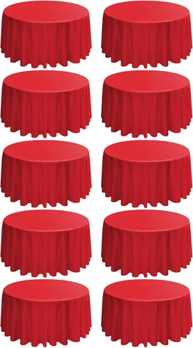 Miniatura 253 de Paquete de 10 manteles de poliéster de 60 x 102 pulgadas, manteles de poliéster beige para mesas rectangulares de 6 pies, resistentes a las manchas