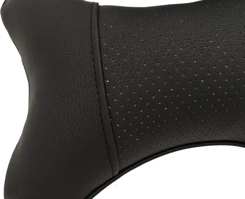 Miniatura 3 de Almohadas cervicales para el cuello del automóvil, 2 unidades, almohadas cervicales de piel sintética para viajes, almohadas rellenas de fibra Negro